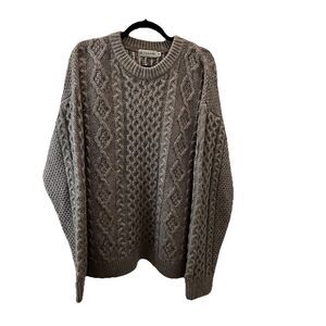 Giordano Tan Fisherman Cable Knit Chunky Sweater Long Sleeves Womens Size XL